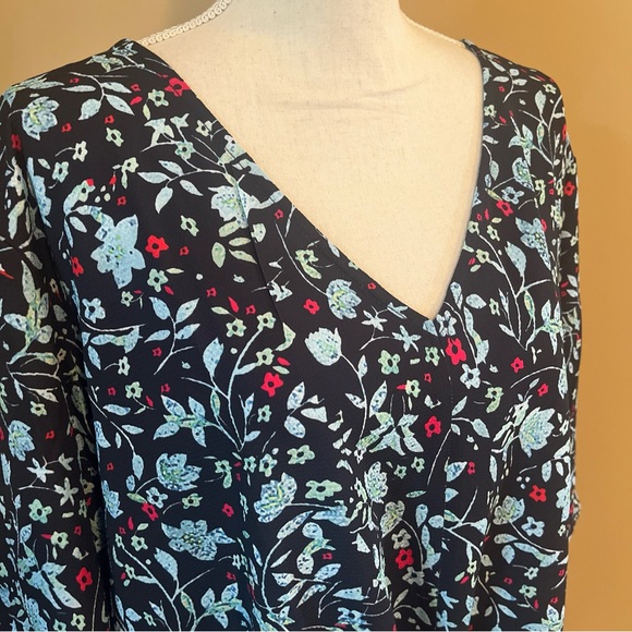 BLUETIME 2XL Floral Boho 3/4 Sleeve Front Tie Blouse Amazon - Picture 6 of 9
